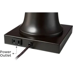 Regency Hill Hadley Industrial Table Lamps Set Of 2 26" High Bronze With AC Power Outlet Ivory Pleat Shade For Bedroom Living Room Bedside Office Desk -Safavieh Store GUEST 95015d7e 881a 4ad1 94a2 f4002289044f