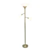 Torchiere Floor Lamp With 2 Reading Lights And Scalloped Glass Shades Antique Brass - Lalia Home