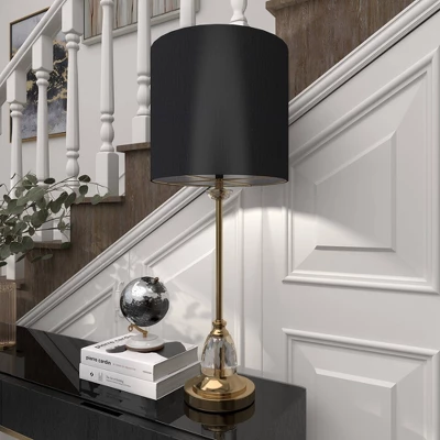 Metal Buffet Lamp With Drum Shade Black - Olivia & May 11 Metal Buffet Lamp With Drum Shade Black - Olivia & May - Image 9