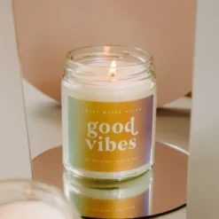 Sweet Water Decor Good Vibes Rainbow Label 9oz Clear Jar Soy Candle -Safavieh Store GUEST 97390a75 3052 4973 9db8 7f7a3d74649b