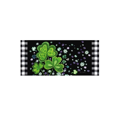 Evergreen Shamrocks Buffalo Plaid Sassafras Indoor Outdoor Switch Doormat 1'10"x10" Black 3 Evergreen Shamrocks Buffalo Plaid Sassafras Indoor Outdoor Switch Doormat 1'10"x10" Black