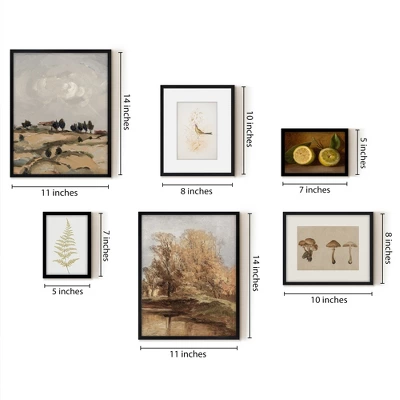Americanflat 6 Piece Vintage Gallery Wall Art Set - Fall Study, Autumn In The Hills, Mushrooms, Light Bird, Fern Frond By Maple + Oak 4 Americanflat 6 Piece Vintage Gallery Wall Art Set - Fall Study, Autumn In The Hills, Mushrooms, Light Bird, Fern Frond By Maple + Oak - Image 2