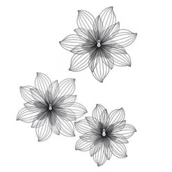 Set Of 3 Collection Of Floral Blooms Metal Wall Sculpture With Open Wire Petals White/Brown/Black - StyleCrfat -Safavieh Store GUEST 9aa347fe be5c 4521 a409 48fad5b8c480