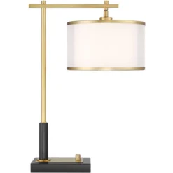 Possini Euro Design Possini Euro Hayven Desk Lamp With Dual USB Ports In Warm Gold With Black -Safavieh Store GUEST 9b0b2328 3f56 4392 b671 8912b9f668ac