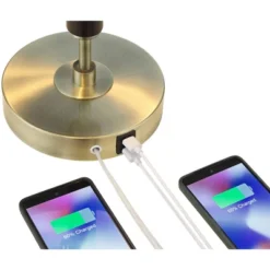 Possini Euro Design Possini Euro® Wyndham Desk Lamp With Glass Shade And Dual USB Ports -Safavieh Store GUEST 9fb29c06 0fa4 4c93 bedf 81121643cc35