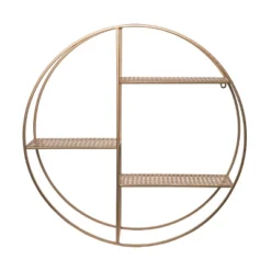 Transpac Metal 23.75 In. Gold 3-Shelf Round Wall Decor