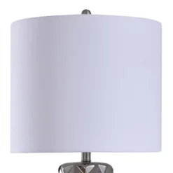 Zara Contemporary Ceramic Table Lamp With Shade Silver/White - StyleCraft