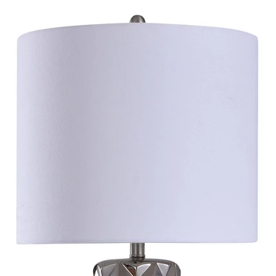 Zara Contemporary Ceramic Table Lamp With Shade Silver/White - StyleCraft 3 Zara Contemporary Ceramic Table Lamp With Shade Silver/White - StyleCraft