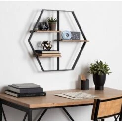 25.5" X 22" X 5" Ladd Hexagon Floating Shelves Rustic Brown - Kate & Laurel All Things Decor -Safavieh Store GUEST a529b817 df0c 4e35 b415 adff8c40ad6f
