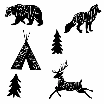 Adventure Awaits Animal Peel And Stick Giant Wall Decal Black - RoomMates 3 Adventure Awaits Animal Peel And Stick Giant Wall Decal Black - RoomMates