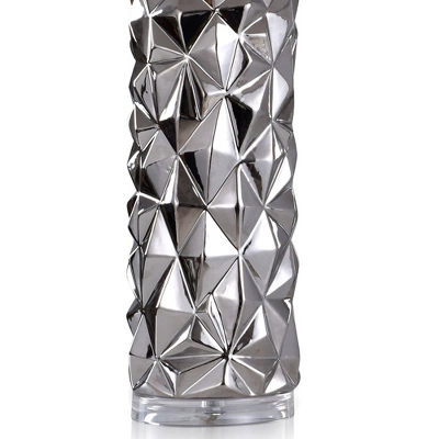 Zara Contemporary Ceramic Table Lamp With Shade Silver/White - StyleCraft 4 Zara Contemporary Ceramic Table Lamp With Shade Silver/White - StyleCraft - Image 2