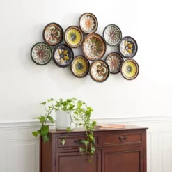 Metal Plate Wall Decor With Spanish Designs - Olivia & May