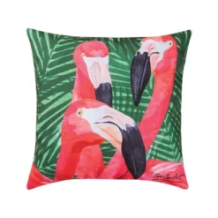 C&F Home 18" X 18" Pink Flamingos Coastal Tropical Indoor/Outdoor Throw Pillow -Safavieh Store GUEST abfaf0bf 9ba5 498b 99be 9ad4f6a0b106