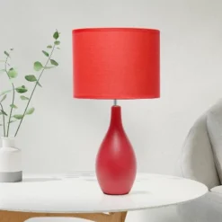 18.11" Traditional Standard Ceramic Dewdrop Table Desk Lamp With Matching Fabric Shade Red - Creekwood Home -Safavieh Store GUEST abfd609c ca3a 4ece aedb a050a2cd62bb
