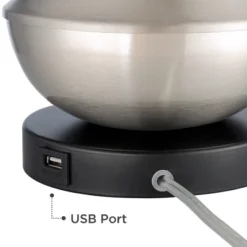 360 Lighting Simon Modern Accent Table Lamps Set Of 2 21" High Silver With USB Charging Port White Glass Dome Shade For Bedroom Living Room House Desk -Safavieh Store GUEST ac880428 e392 4a76 93c3 8f3613f1f037