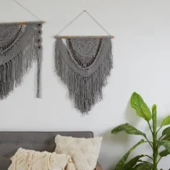 Cotton Macrame Handmade Intricately Weaved Wall Decor With Beaded Fringe Tassels - Olivia & May -Safavieh Store GUEST ad53cbc9 2ede 4332 8c68 e088ffabeb37