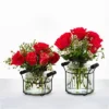 Set Of 2 Glass Vases With Lids Metallic Pewter - Ultimate Innovations