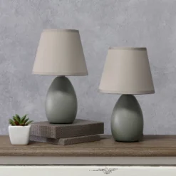 9.45" 2pk Petite Ceramic Oblong Bedside Table Desk Lamps With Matching Tapered Drum Shade Gray - Creekwood Home 18 9.45" 2pk Petite Ceramic Oblong Bedside Table Desk Lamps With Matching Tapered Drum Shade Gray - Creekwood Home -Safavieh Store GUEST af743401 5ed3 4881 b580 a45341e6e006