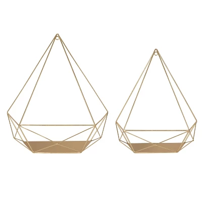 2pc Prouvé Diamond Shaped Shelf Set Gold - Kate & Laurel All Things Decor 3 2pc Prouvé Diamond Shaped Shelf Set Gold - Kate & Laurel All Things Decor