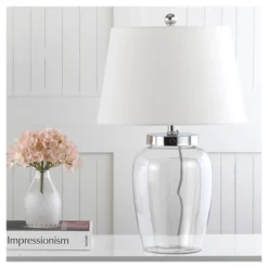 22.5" Evan Fillable Glass Table Lamp Clear (Includes CFL Light Bulb) - Safavieh