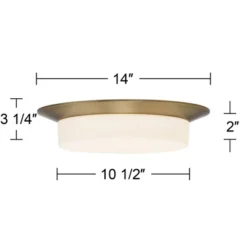 Possini Euro Design Melber Modern Ceiling Light Flush Mount Fixture 14" Wide Warm Brass Gold 3-Light Opal White Glass Shade For Bedroom Living Room -Safavieh Store GUEST b285aa94 b8ac 4620 8846 61d63a9bf1a8