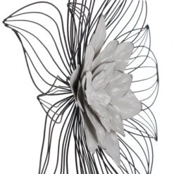 Set Of 3 Collection Of Floral Blooms Metal Wall Sculpture With Open Wire Petals White/Brown/Black - StyleCrfat -Safavieh Store GUEST b48bb9c6 3826 4ba1 aa3d acf63a689250