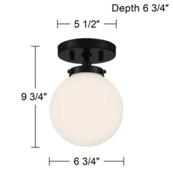 Possini Euro Design Jilly Modern Ceiling Light Semi Flush Mount Fixture 6 3/4" Wide Black White Glass Globe Shade For Bedroom Kitchen Living Room Home -Safavieh Store GUEST b515e171 04e7 471f 9c15 8a07c3f16d72