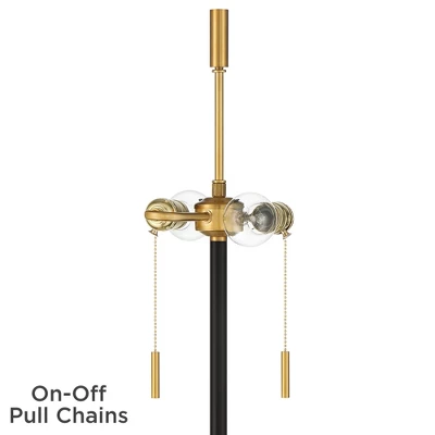 Possini Euro Design Roxie Modern Floor Lamp With Riser 65 1/2" Tall Brass Black Metal Sheer Linen Double Drum Shade For Living Room Bedroom Office 5 Possini Euro Design Roxie Modern Floor Lamp With Riser 65 1/2" Tall Brass Black Metal Sheer Linen Double Drum Shade For Living Room Bedroom Office - Image 3