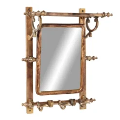 15" X 20" Bathroom Wall Rack With Hooks And Rectangular Mirror - Olivia & May -Safavieh Store GUEST b7c2ed7a 4117 4c98 bc70 d0d21186e15e