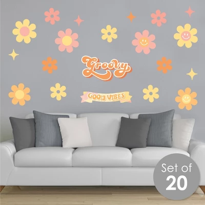 Big Dot Of Happiness Stay Groovy - Peel And Stick Boho Floral Home Decor Vinyl Wall Art Stickers - Wall Decals - Set Of 20 3 Big Dot Of Happiness Stay Groovy - Peel And Stick Boho Floral Home Decor Vinyl Wall Art Stickers - Wall Decals - Set Of 20