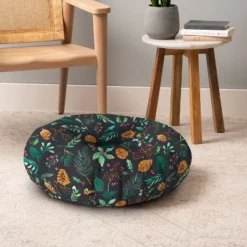 Ninola Design Christmas Botanical Charcoal Round Floor Pillow - Deny Designs -Safavieh Store GUEST b8d0fd07 bba6 4fd9 b8f9 b361034f3d2b