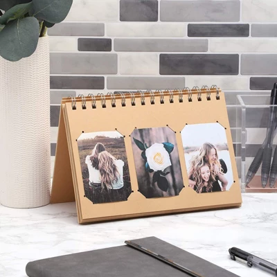 Paper Junkie 2-Pack Kraft Paper Desk Calendar Flip Photo Album Brown Picture Frames, 8.25x5.5 Inch 3 Paper Junkie 2-Pack Kraft Paper Desk Calendar Flip Photo Album Brown Picture Frames, 8.25x5.5 Inch