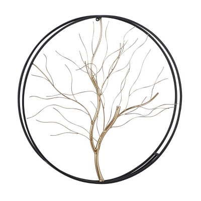 Metal Tree Branch Wall Decor With Black Frame Gold - Olivia & May 5 Metal Tree Branch Wall Decor With Black Frame Gold - Olivia & May - Image 3