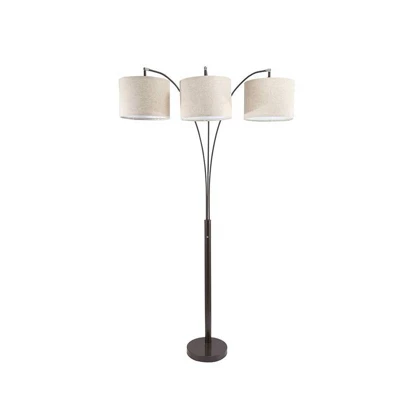 84" Traditional Arc Floor Lamp With 3 Shades (Includes CFL Light Bulb) Brown - Ore International 3 84" Traditional Arc Floor Lamp With 3 Shades (Includes CFL Light Bulb) Brown - Ore International