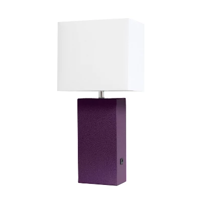 21" Lexington Leather Base Modern Home Decor Bedside Table Lamp With USB Charging Port And Fabric Shade - Lalia Home 17 21" Lexington Leather Base Modern Home Decor Bedside Table Lamp With USB Charging Port And Fabric Shade - Lalia Home - Image 15