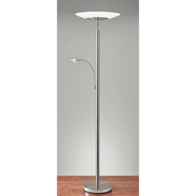 72" Stellar Combo Torchiere Steel (Includes LED Light Bulb) - Adesso 3 72" Stellar Combo Torchiere Steel (Includes LED Light Bulb) - Adesso