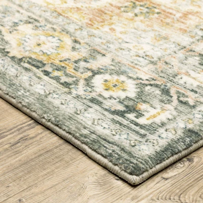 2'x8' Runner Salina Vintage Medallion Area Rug Gray/Gold - Captiv8e Designs 3 2'x8' Runner Salina Vintage Medallion Area Rug Gray/Gold - Captiv8e Designs