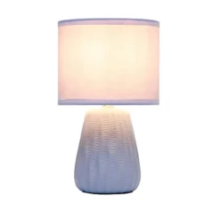 11.02" Mini Modern Ceramic Pastel Accent Bedside Table Desk Lamp With Matching Fabric Shade Periwinkle Blue - Simple Designs
