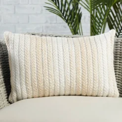 13"x21" Oversize Austrel Indoor/Outdoor Poly Filled Ombre Lumbar Throw Pillow Cream/White - Jaipur Living -Safavieh Store GUEST c66655ee a520 4ce0 ae8c 56c183c42010