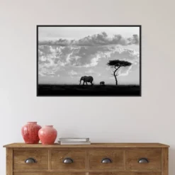 33" X 22" Elephant Silhouettes At Maasai Mara By 1x Framed Canvas Wall Art Black - Amanti Art -Safavieh Store GUEST c6bfa4c6 3f1f 42d7 8199 3f263fc23ab7