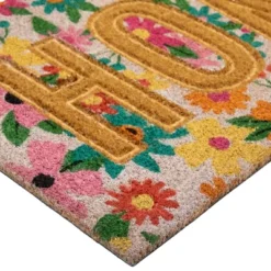 Northlight Pink And Orange Floral "Home" Outdoor Natural Coir Doormat 18" X 30" -Safavieh Store GUEST c7ac6a27 dad1 4e13 81e8 9484b0fa387c