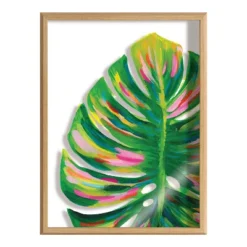 18" X 24" Blake Monstera Framed Printed Glass By Jessi Raulet Of Ettavee Natural - Kate & Laurel All Things Decor