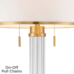 Possini Euro Design Cadence Modern Floor Lamp Standing 62" Tall Crystal Glass Column Satin Brass Linen Drum Shade For Living Room Bedroom Office House -Safavieh Store GUEST ca16b7ce 07a6 4449 89e6 d12a22ac27f0