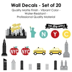 Big Dot Of Happiness NYC Cityscape - Peel And Stick New York Skyline Vinyl Wall Art Stickers - Wall Decals - Set Of 20 -Safavieh Store GUEST ca469cae 9317 4acf 9c29 78791963dca4