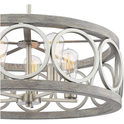 Franklin Iron Works Salima Brushed Nickel Gray Pendant Chandelier 21 1/4" Wide Farmhouse Rustic LED 5-Light Fixture For Dining Room Kitchen Island 5 Franklin Iron Works Salima Brushed Nickel Gray Pendant Chandelier 21 1/4" Wide Farmhouse Rustic LED 5-Light Fixture For Dining Room Kitchen Island - Image 3