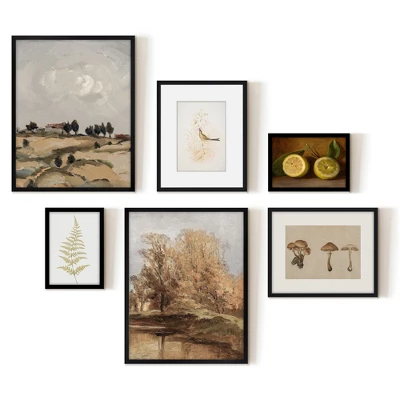 Americanflat 6 Piece Vintage Gallery Wall Art Set - Fall Study, Autumn In The Hills, Mushrooms, Light Bird, Fern Frond By Maple + Oak 6 Americanflat 6 Piece Vintage Gallery Wall Art Set - Fall Study, Autumn In The Hills, Mushrooms, Light Bird, Fern Frond By Maple + Oak - Image 4