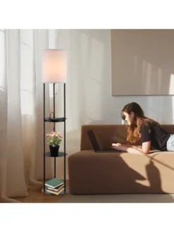 Nextop 63 Inch Round Floor Lamp W/ Shelves, USB Ports And AC Outlet Corner Lamp W/ LED Grow Light - 1 Count -Safavieh Store GUEST cf53f97f 70b8 4c1e 8409 c8a044981558