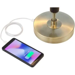 Possini Euro Design Possini Euro® Wyndham Desk Lamp With Glass Shade And Dual USB Ports -Safavieh Store GUEST cfa3a629 69c9 4678 8598 75a383393ac9