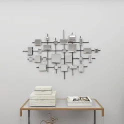 Glam Metal Abstract Wall Decor With Square Mirrored Accents Black - Olivia & May -Safavieh Store GUEST d16c5d93 3682 465c 8812 c9b35ef57882