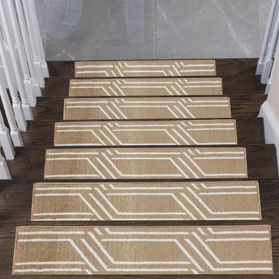 Sussexhome Modern Collection Non-Slip Carpet Stair Treads For Wooden Steps, 9" X 28" 3 Sussexhome Modern Collection Non-Slip Carpet Stair Treads For Wooden Steps, 9" X 28"